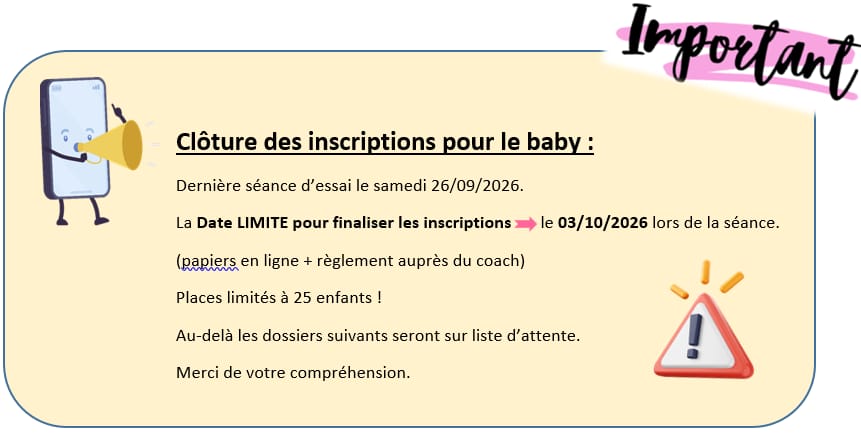 Cloture des inscriptions pour le Baby
